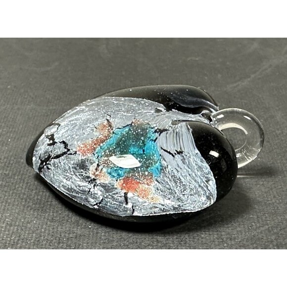 Art Glass Heart Pendant On Cord Dichroic Handcrafted Fused Lampwork 1.5” - Picture 7 of 16